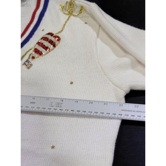 Storybook Knits American Flag July 4th Novelty Cardigan Sweater Womens Large - Picture 11 of 12